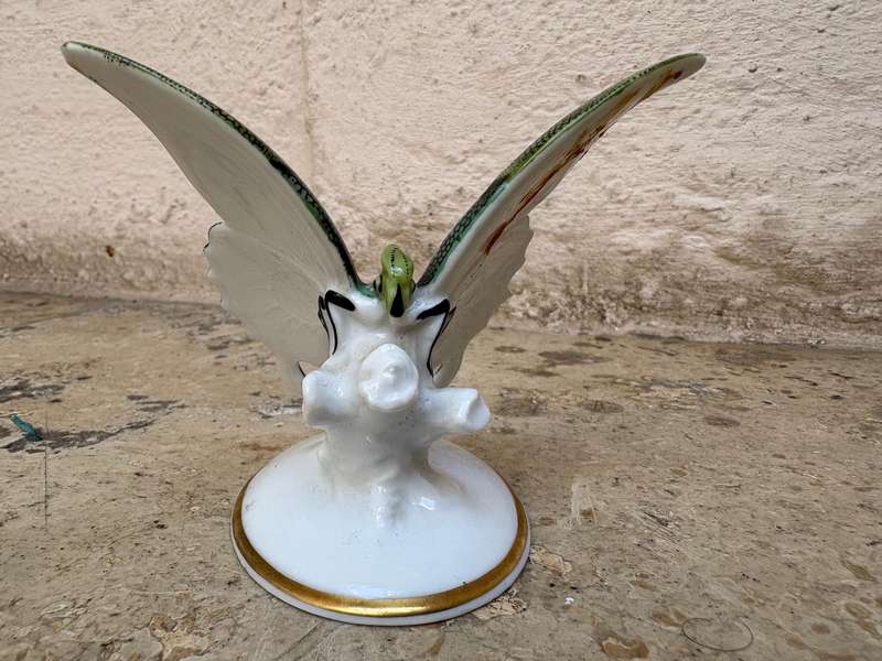Rosenthal German bone china porcelain figurine of a green Butterfly.