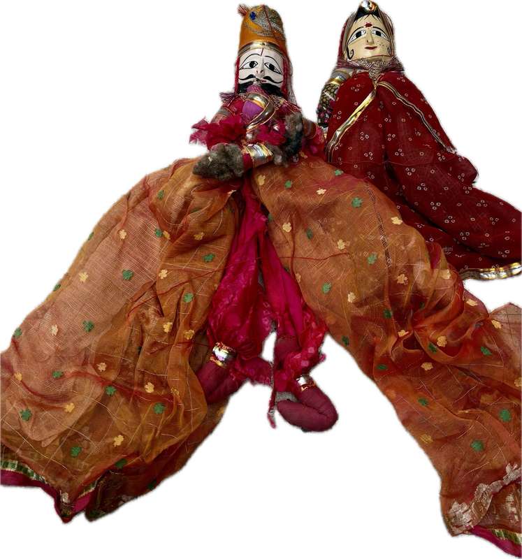 Vintage Indian doll Rajasthani pair