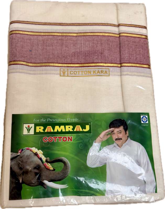 Ramraj Men's Cotton Kara Pocket Dhoti DOUBLE LAYER  ( medium/ large) Indian robe