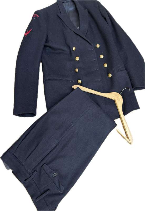 Vintage SA Navy winter uniform jacket and pants black wool 1970