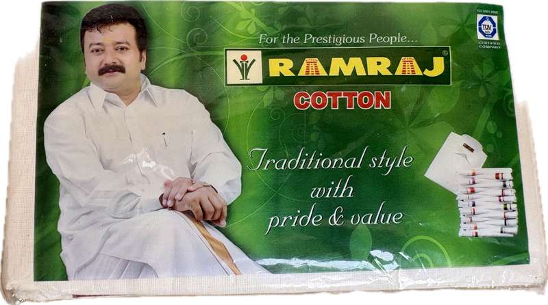 Ramraj Men's Cotton Kara Pocket Dhoti DOUBLE LAYER  ( medium/ large) Indian robe