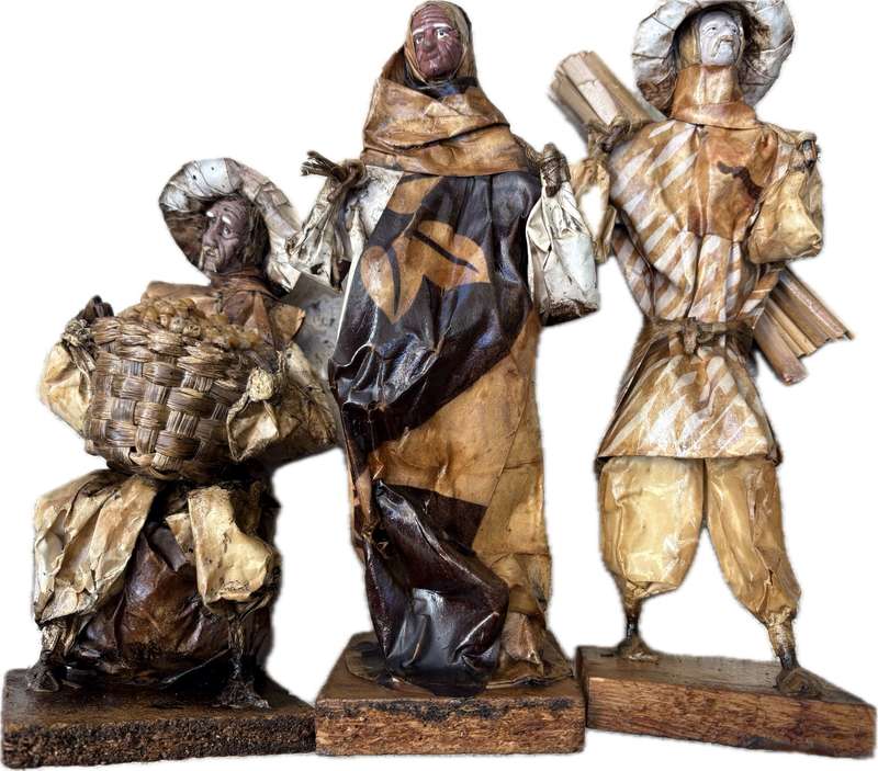 Vintage Mexican paper mache folk art lot of 3 characters