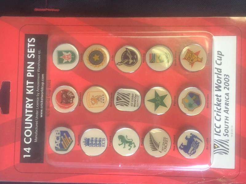 14 Country Kit Pin Set - ICC Cricket World Cup  South Africa 2003