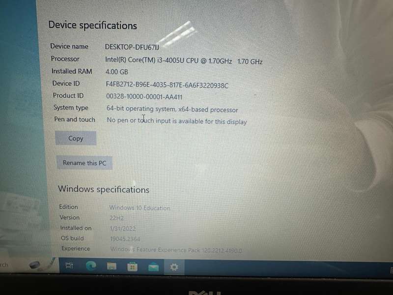 D15001-  REPAIR CLEARANCE - DELL INSPIRON 15 - Core  i3 - 4GB Ram - 500GB