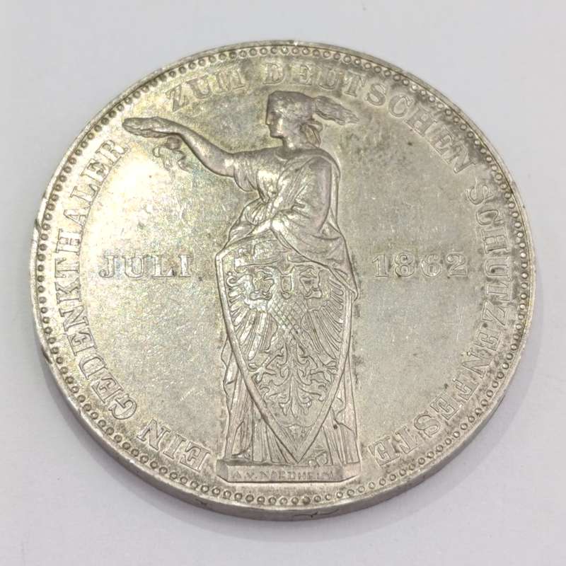 1862 German States Frankfurt silver one Thaler - Proof/Prooflike