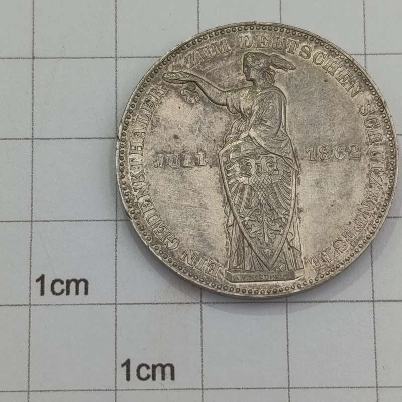 1862 German States Frankfurt silver one Thaler - Proof/Prooflike