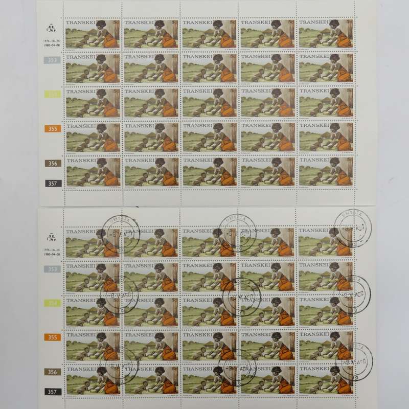 Transkei - SACC 9a Full Sheets in mint and used - 353/354/355/356/357