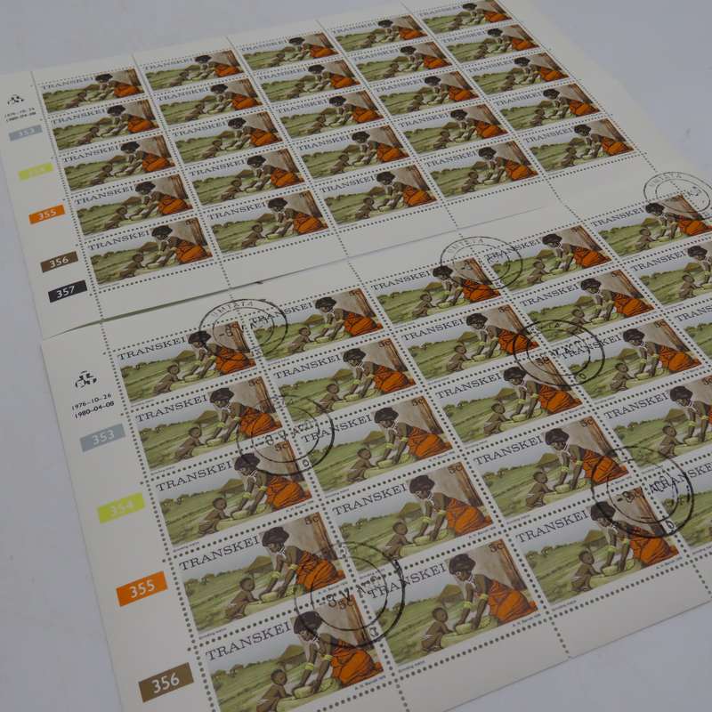 Transkei - SACC 9a Full Sheets in mint and used - 353/354/355/356/357