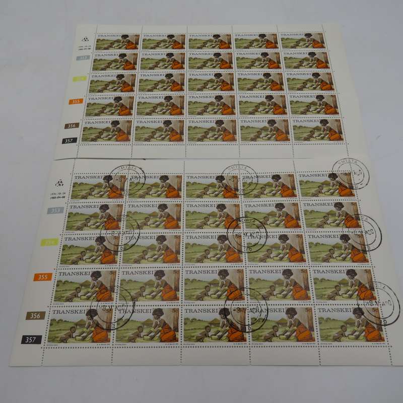 Transkei - SACC 9a Full Sheets in mint and used - 353/354/355/356/357