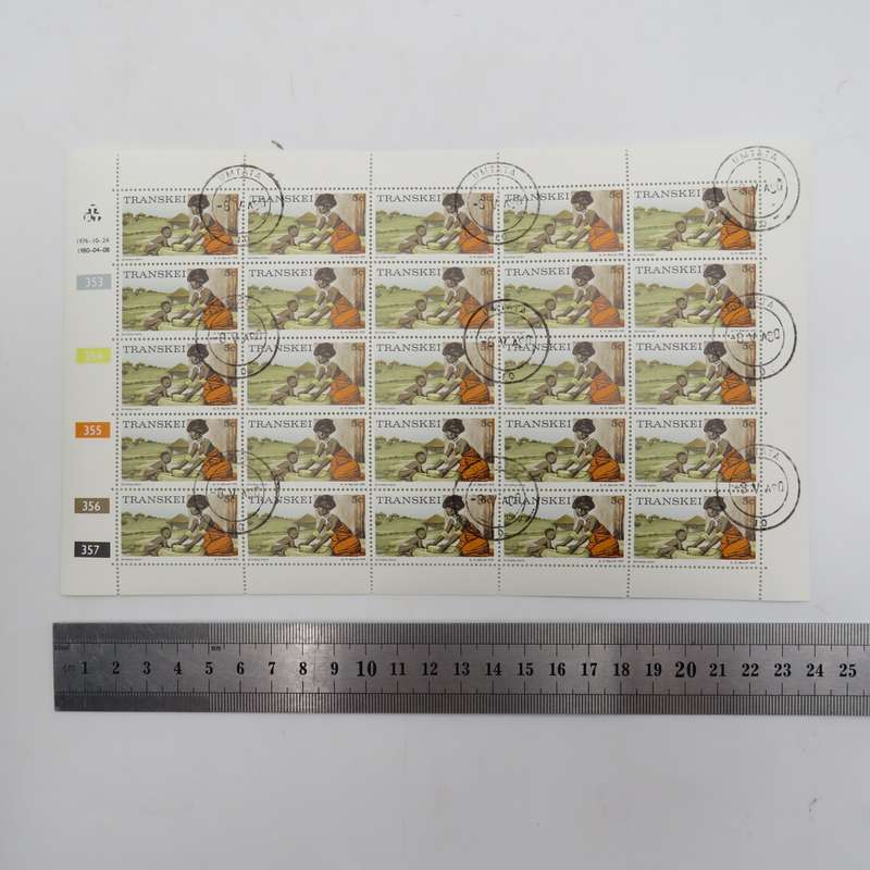 Transkei - SACC 9a Full Sheets in mint and used - 353/354/355/356/357