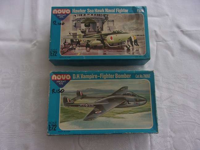 Nova 1:72 scale Hawker Sea Hawk & D.H. Vampire model plane kits for 1 bid