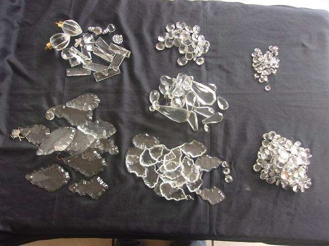 Huge lot of genuine Czechoslovakian glass chandelier lustres - 2.3kg
