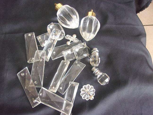 Huge lot of genuine Czechoslovakian glass chandelier lustres - 2.3kg