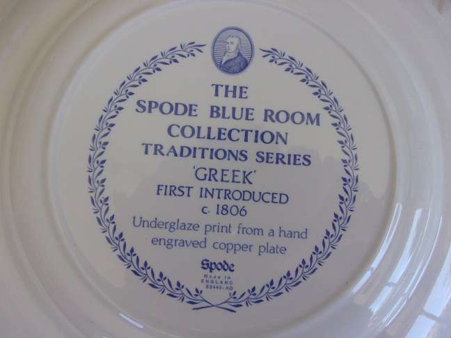 Spode Blue Room Collection Traditions Series "Greek" plate