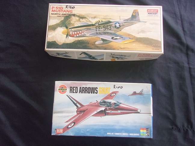 Academy 1:72 scale Mustang & Airfix Red Arrows Gnat model plane kits for 1 bid