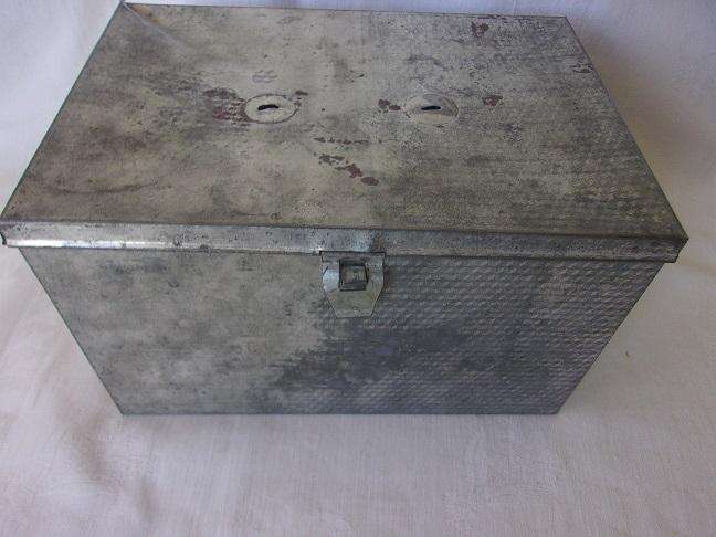 Vintage galvanised medical box with medical items