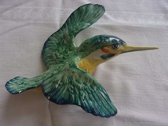 2 Vintage Beswick flying kingfisher bird ornaments 729 - both repaired