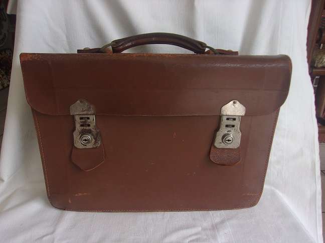 Vintage leather Cheney 3 compartment briefcase