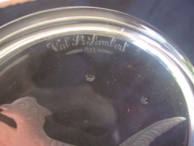 Boxed set of 6 Val-St.Lambert etched crystal coasters - birds