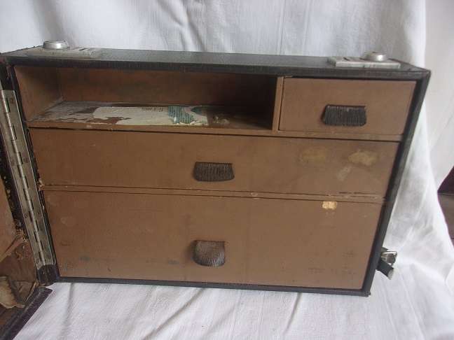 Vintage compartmented travelling case with Union-Castle Line sticker