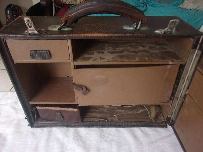 Vintage compartmented travelling case with Union-Castle Line sticker