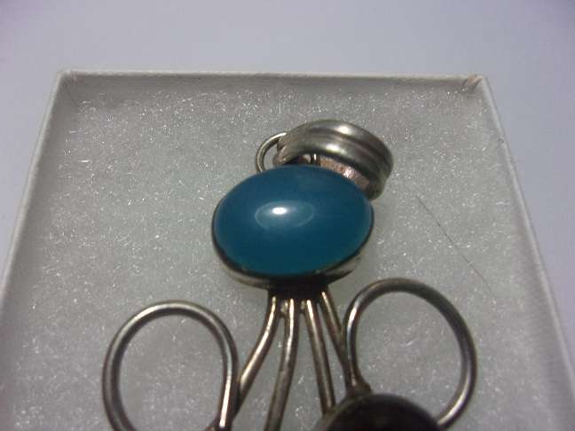 Large vintage Sterling silver pendant with semi precious stones