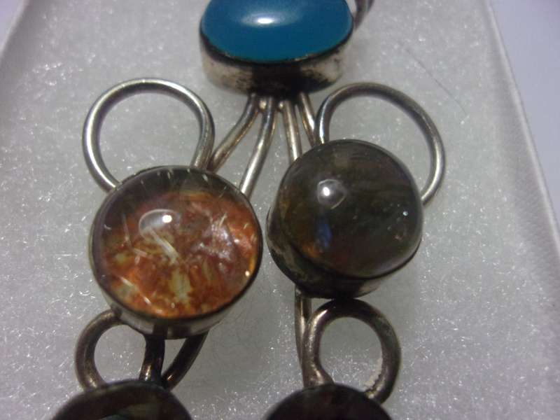 Large vintage Sterling silver pendant with semi precious stones
