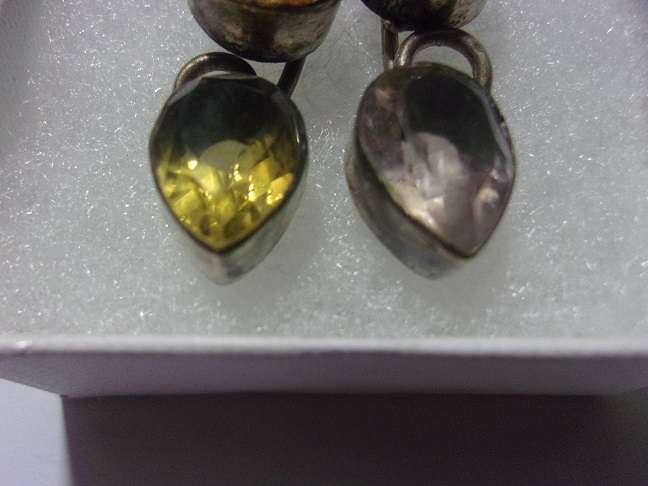 Large vintage Sterling silver pendant with semi precious stones