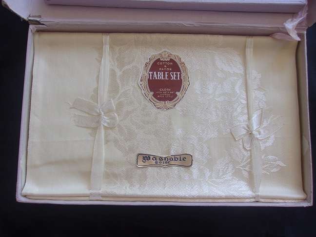 Vintage Cotton & Rayon table set - unused in box