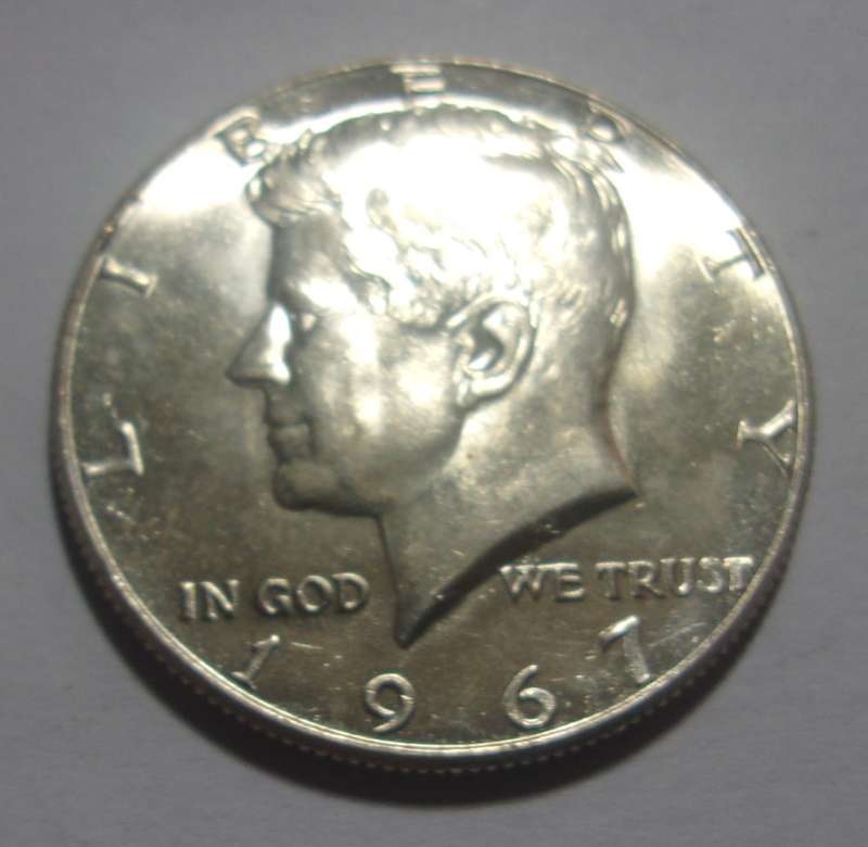 1967 silver USA half dollar coin - nice coin
