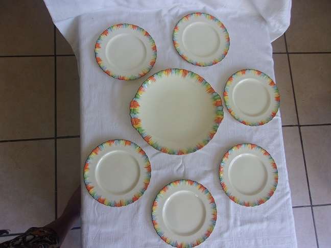 Vintage art deco Grindley Potteries Chameleon cake set - 776869