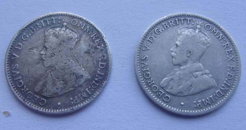 1912, 1917, 1919 Silver Australia 3p coins for 1 bid