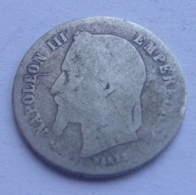 1865 & 1866 silver France 50 Centimes coins for 1 bid