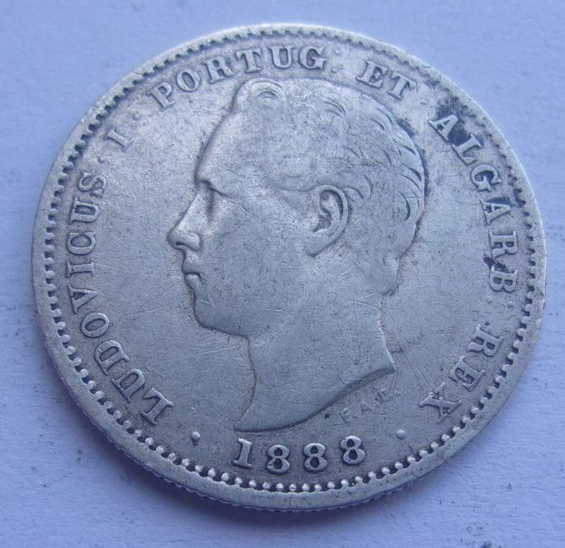 1888 silver Portugal 200 Reis coin