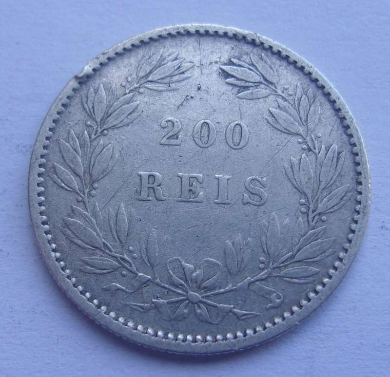 1888 silver Portugal 200 Reis coin