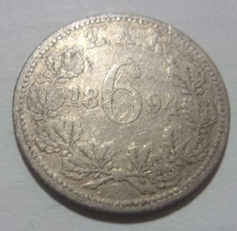 1894 ZAR 6 Pence coin