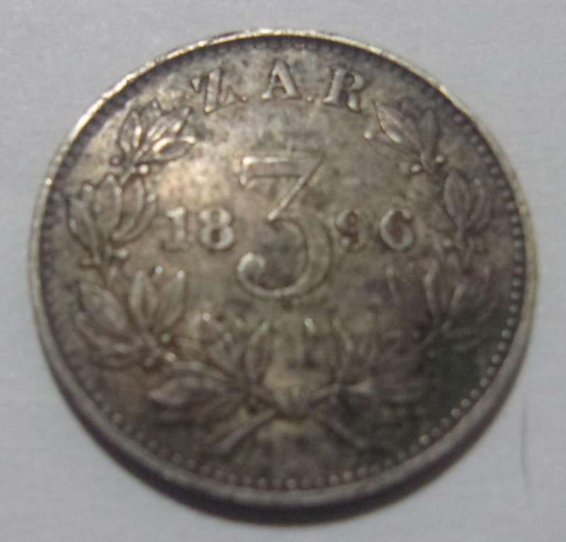 1896 ZAR 3 Pence coin