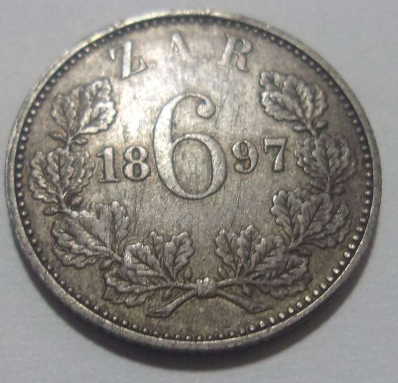 1897 ZAR 6 Pence coin