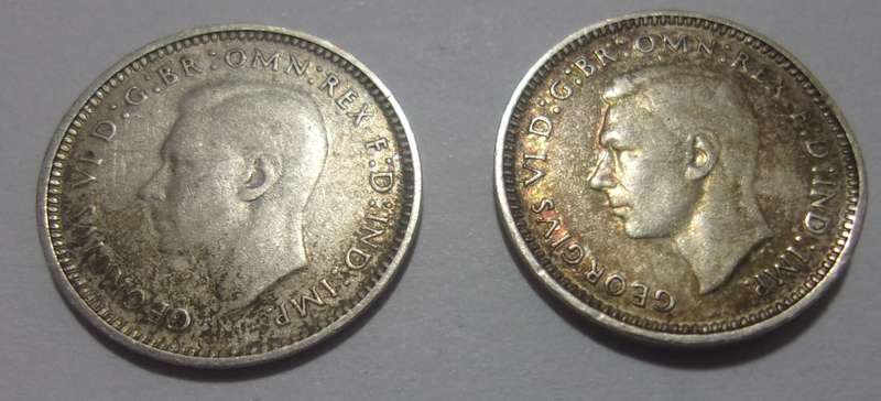 1942-1944 Silver Australia 3p coins for 1 bid
