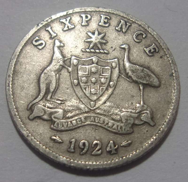 1924 Silver Australia 6p coin