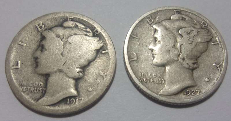 Lot of 6 silver USA "Mercury Dimes" for 1 bid