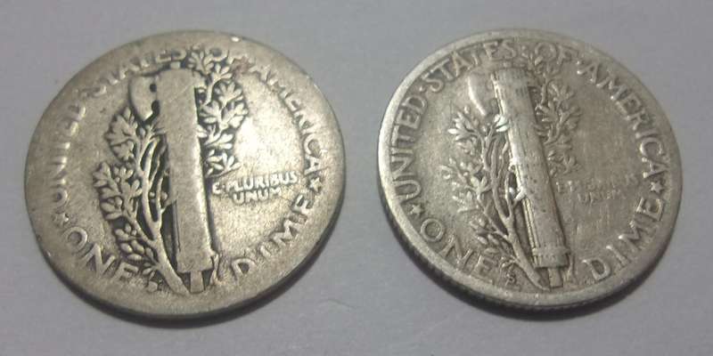 Lot of 6 silver USA "Mercury Dimes" for 1 bid