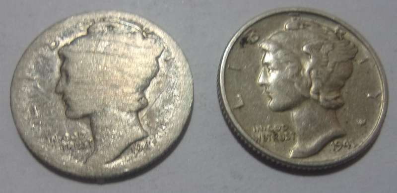 Lot of 6 silver USA "Mercury Dimes" for 1 bid
