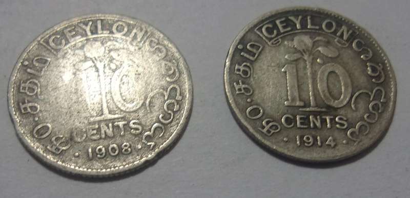 3 Silver Ceylon 10 Cents coins for 1 bid