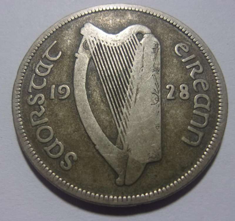 1928 silver Ireland Half Crown coin
