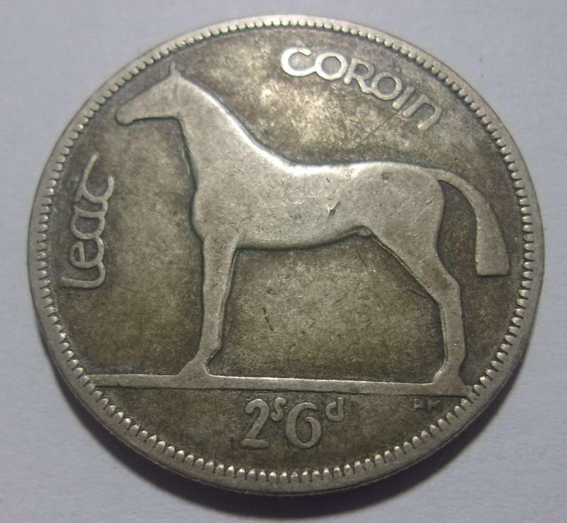 1928 silver Ireland Half Crown coin