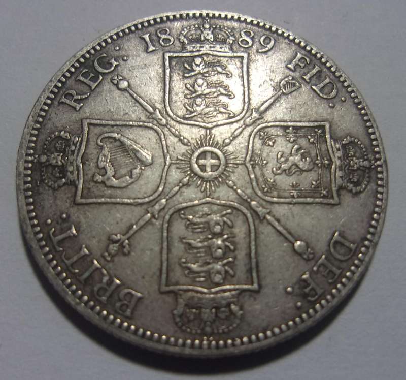 1889 silver British Florin coin