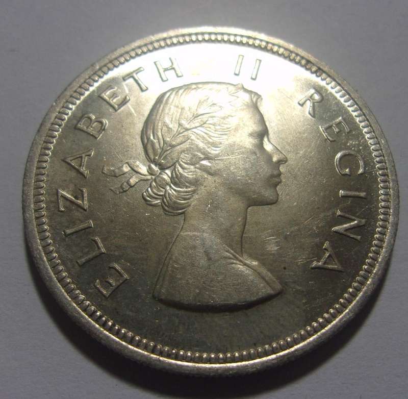 1958 silver South Africa 2 1/2 Shillings coin - nice coin