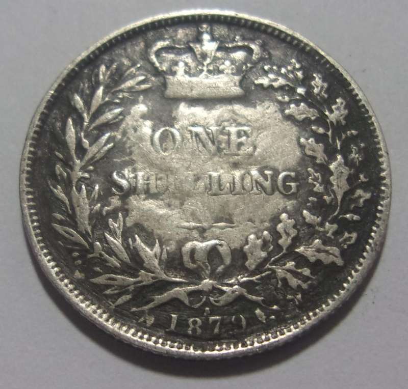 1879 silver British One Shilling coin