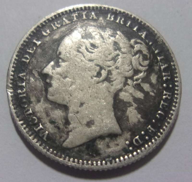 1879 silver British One Shilling coin